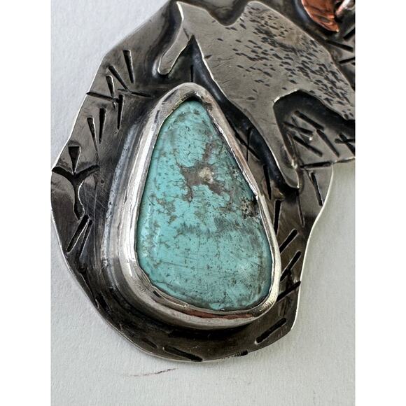 Miss Kite Arizona Natural Turquoise Copper Moon Sterling Pendant Gemstone Chain - Picture 4 of 13